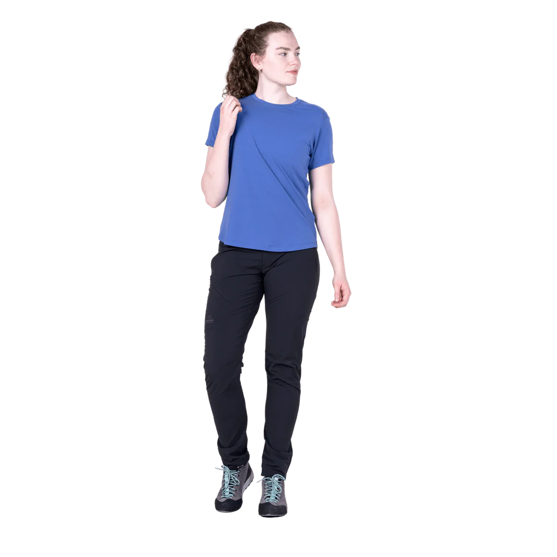Mountain Equipment Headpoint Women's Tee in Vivid Blue - On Model Back