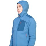 Mountain Equipment Highpile Hooded Women's Jacket in Stellar/Majolica - On Model Hood Front