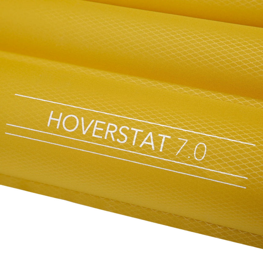 Mountain Equipment Hoverstat Synthetic 7.0 Sleeping Mat in Acid/Anvil Grey - Logo Detail