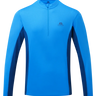 Mountain Equipment Ignis Long Sleeve Men's Zip Tee in Admiral/Atlantic - Flat Lay