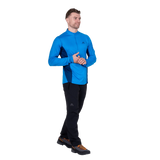 Mountain Equipment Ignis Long Sleeve Men's Zip Tee in Admiral/Atlantic - On Model Front