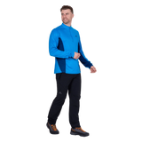 Mountain Equipment Ignis Long Sleeve Men's Zip Tee in Admiral/Atlantic - On Model Walking Side