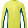 Mountain Equipment Ignis Long Sleeve Men's Zip Tee in Vine/Majolica - Flat Lay