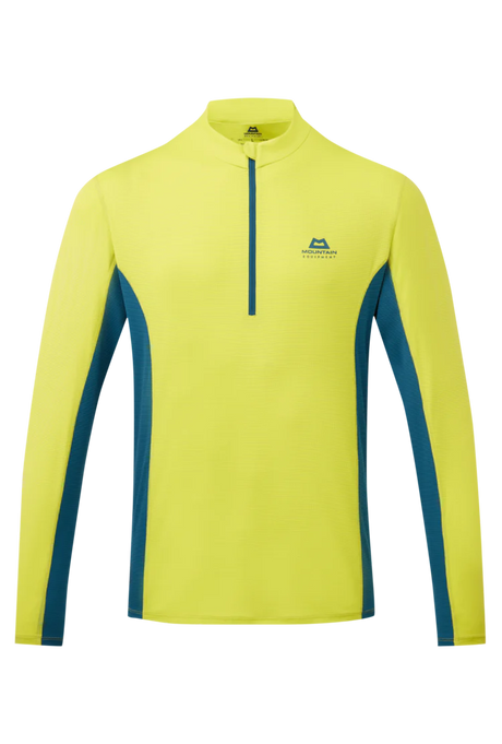 Mountain Equipment Ignis Long Sleeve Men's Zip Tee in Vine/Majolica - Flat Lay