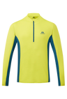 Mountain Equipment Ignis Long Sleeve Men's Zip Tee in Vine/Majolica - Flat Lay