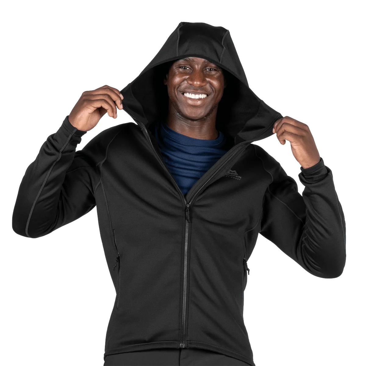 Mountain Equipment Jorasses Hooded Men's Jacket in Black - On Model Hood Detail