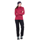 Mountain Equipment Jorasses Hooded Women's Jacket in Maroon - On Model Front, Arms Crossed