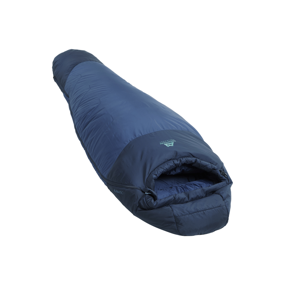 Mountain Equipment Klimatic I Women's Sleeping Bag in Dusk - Full Length Product Shot