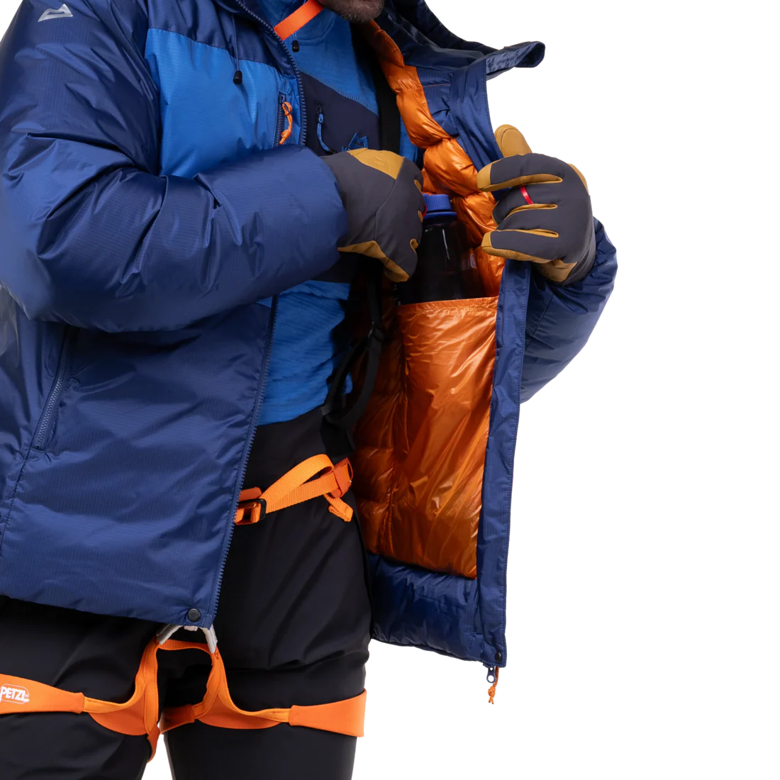 Mountain Equipment Kryos Men's Jacket in Admiral/Atlantic - On Model Walking Side