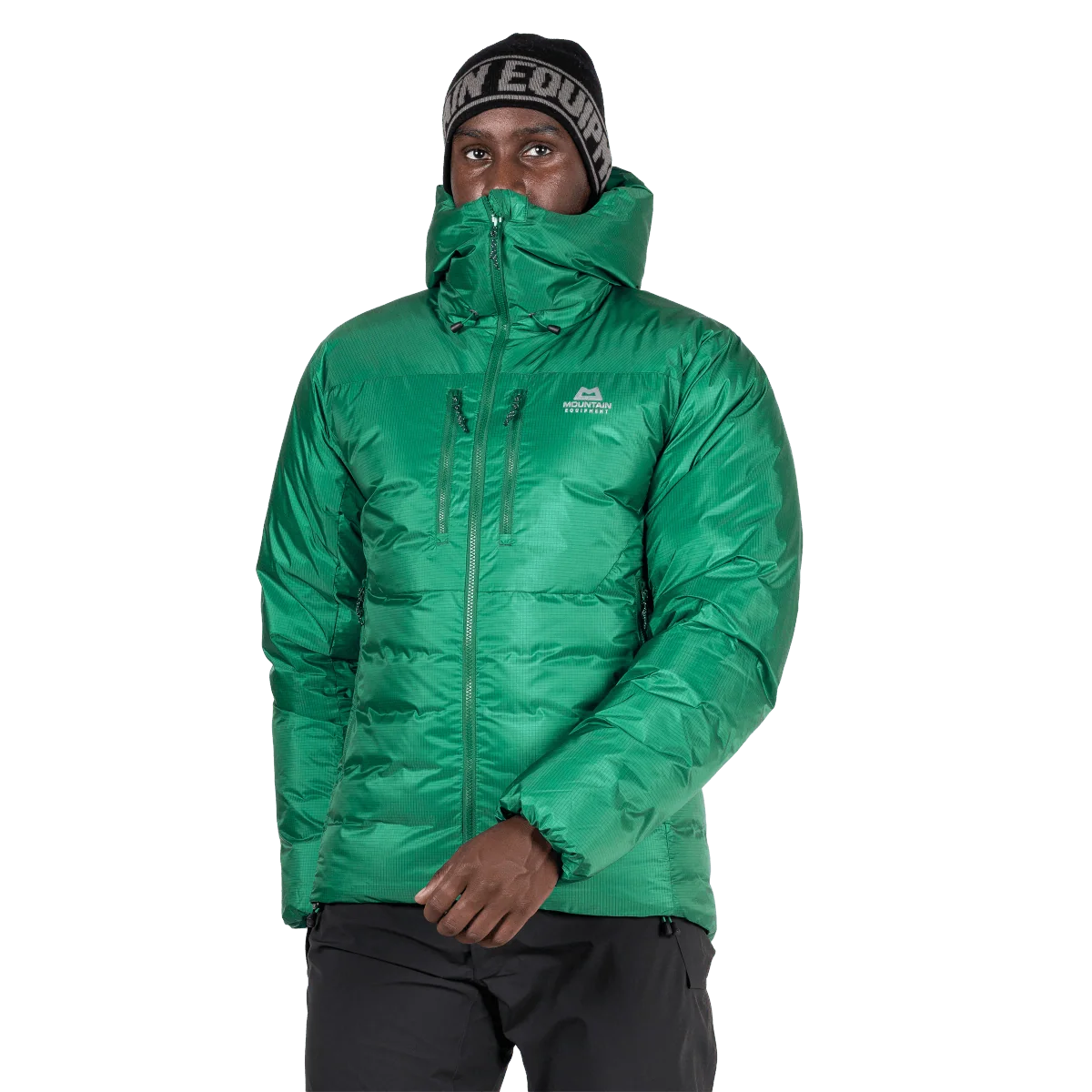 Mountain Equipment Kryos Men's Jacket in Alpine Green - On Model Hood Up Front
