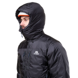 Mountain Equipment Kryos Men's Jacket in Obsidian - On Model Hood Up Back