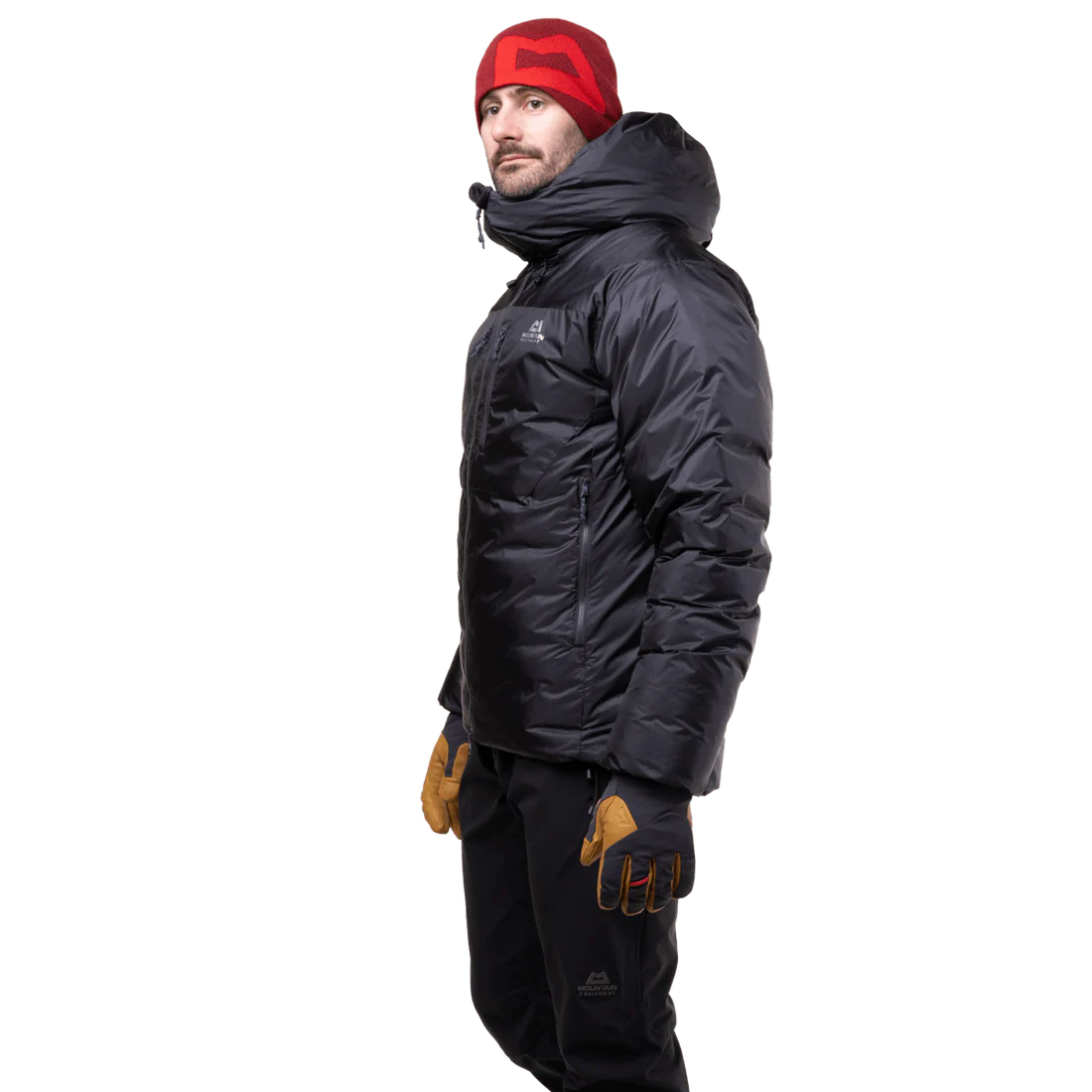 Mountain Equipment Kryos Men's Jacket in Obsidian - On Model Hood Up Front
