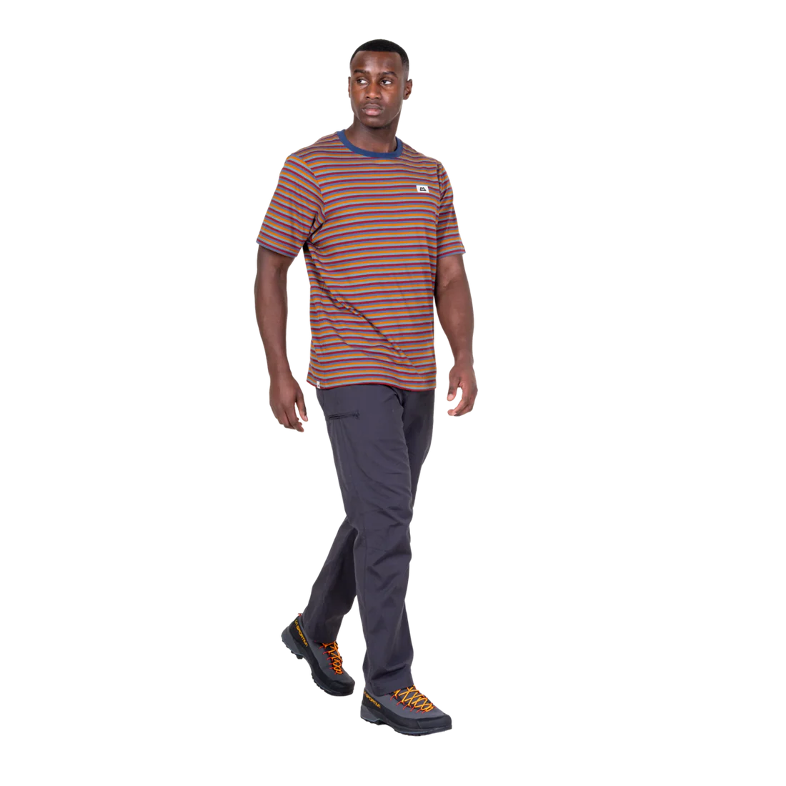 Mountain Equipment Lava Men's Tee in Stanage Stripe - Back view