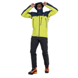 Mountain Equipment Lhotse Men's Jacket in Vine/Cosmos - Hood Adjustment On Model