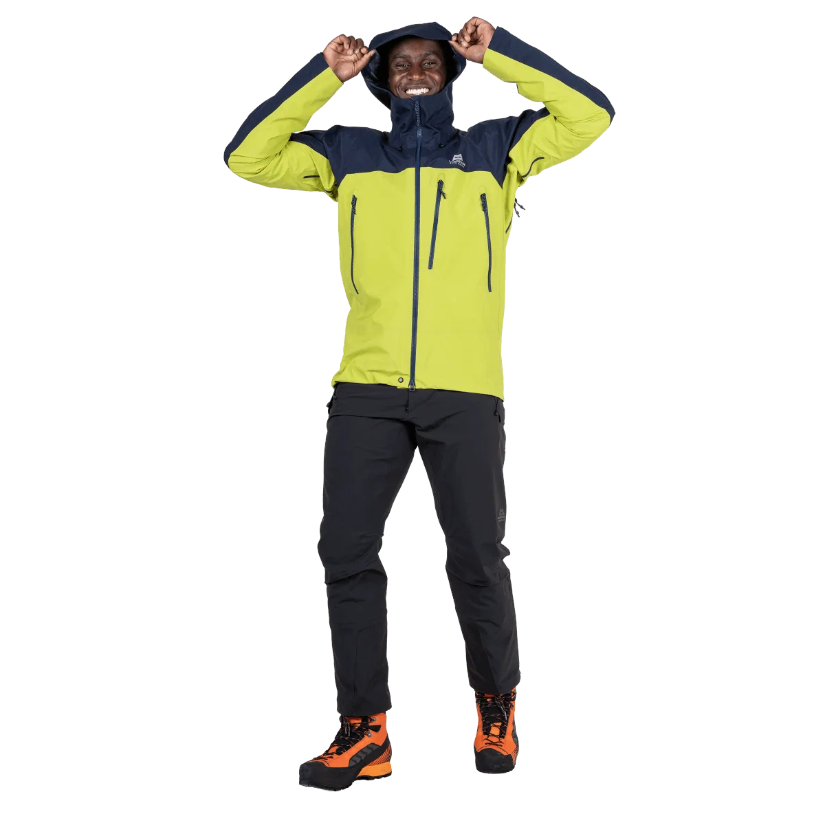 Mountain Equipment Lhotse Men's Jacket in Vine/Cosmos - Hood Adjustment On Model