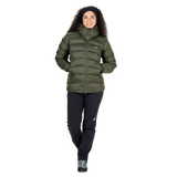 Mountain Equipment Lightline Women's Jacket in Buckthorn - front view on model showing full length fit