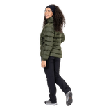 Mountain Equipment Lightline Women's Jacket in Buckthorn - side view on model showing dual tether hem drawcords and adjustable elasticated cuffs