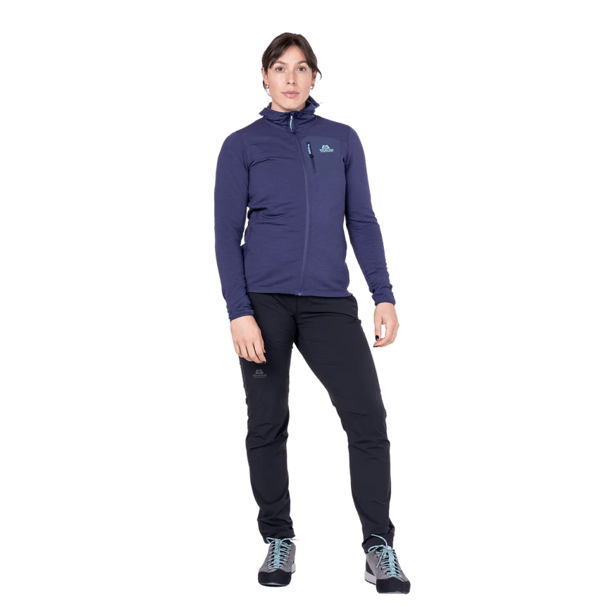 Mountain Equipment Lumiko Hooded Women's Jacket in Amethyst/Medieval - Full Length Front