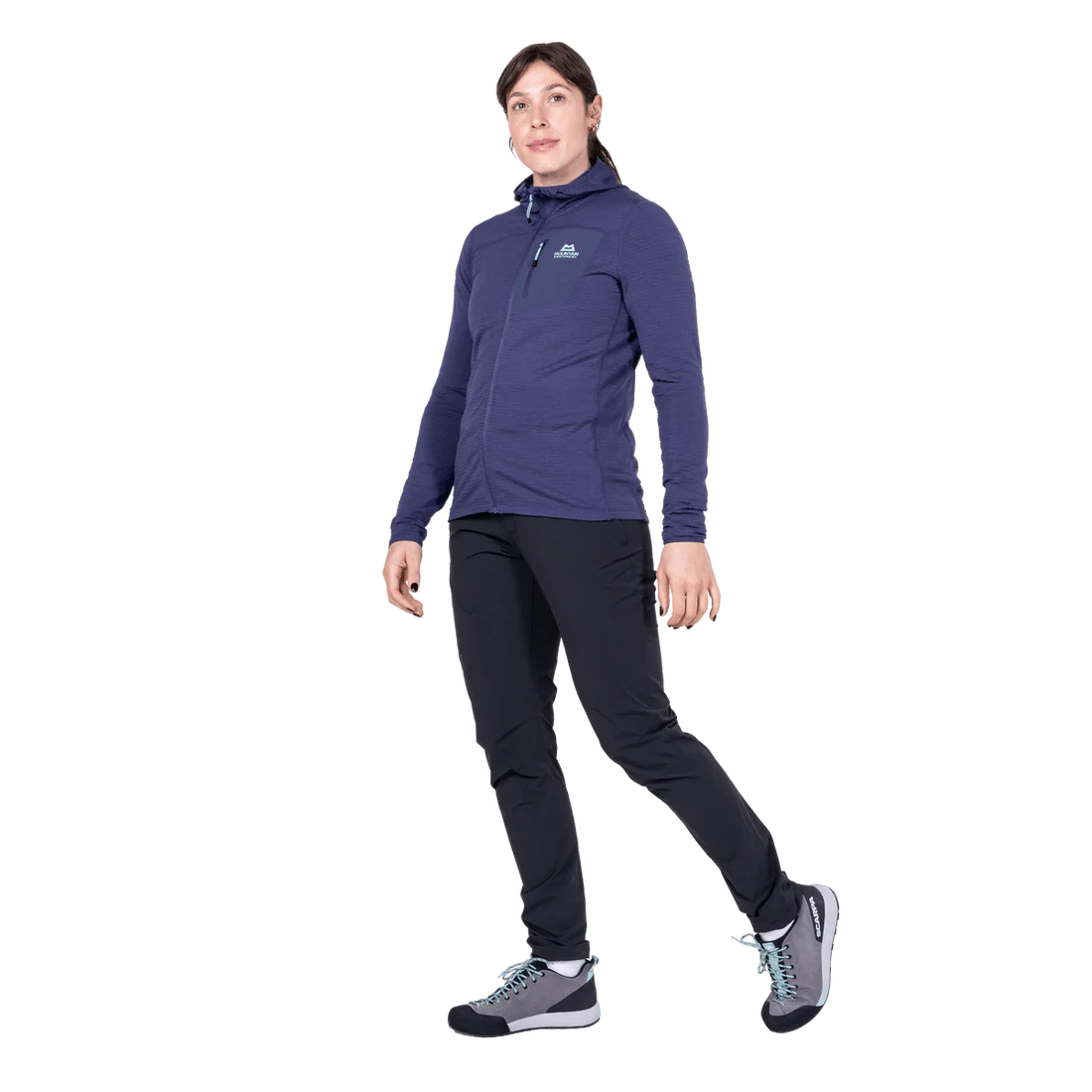 Mountain Equipment Lumiko Hooded Women's Jacket in Amethyst/Medieval - Full Length Side