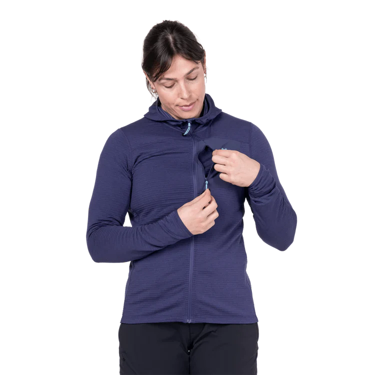 Mountain Equipment Lumiko Hooded Women's Jacket in Amethyst/Medieval - Hood Up