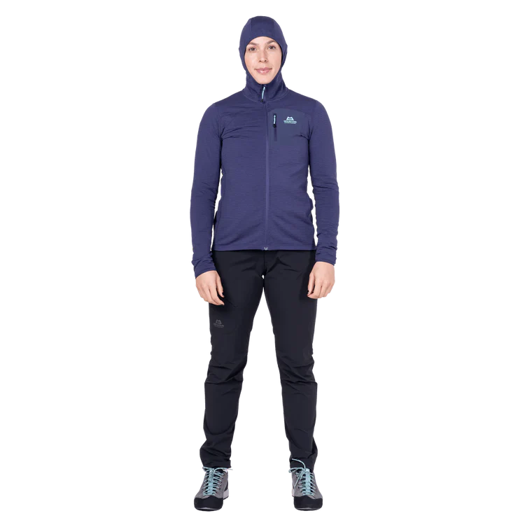Mountain Equipment Lumiko Hooded Women's Jacket in Amethyst/Medieval - Walking Side