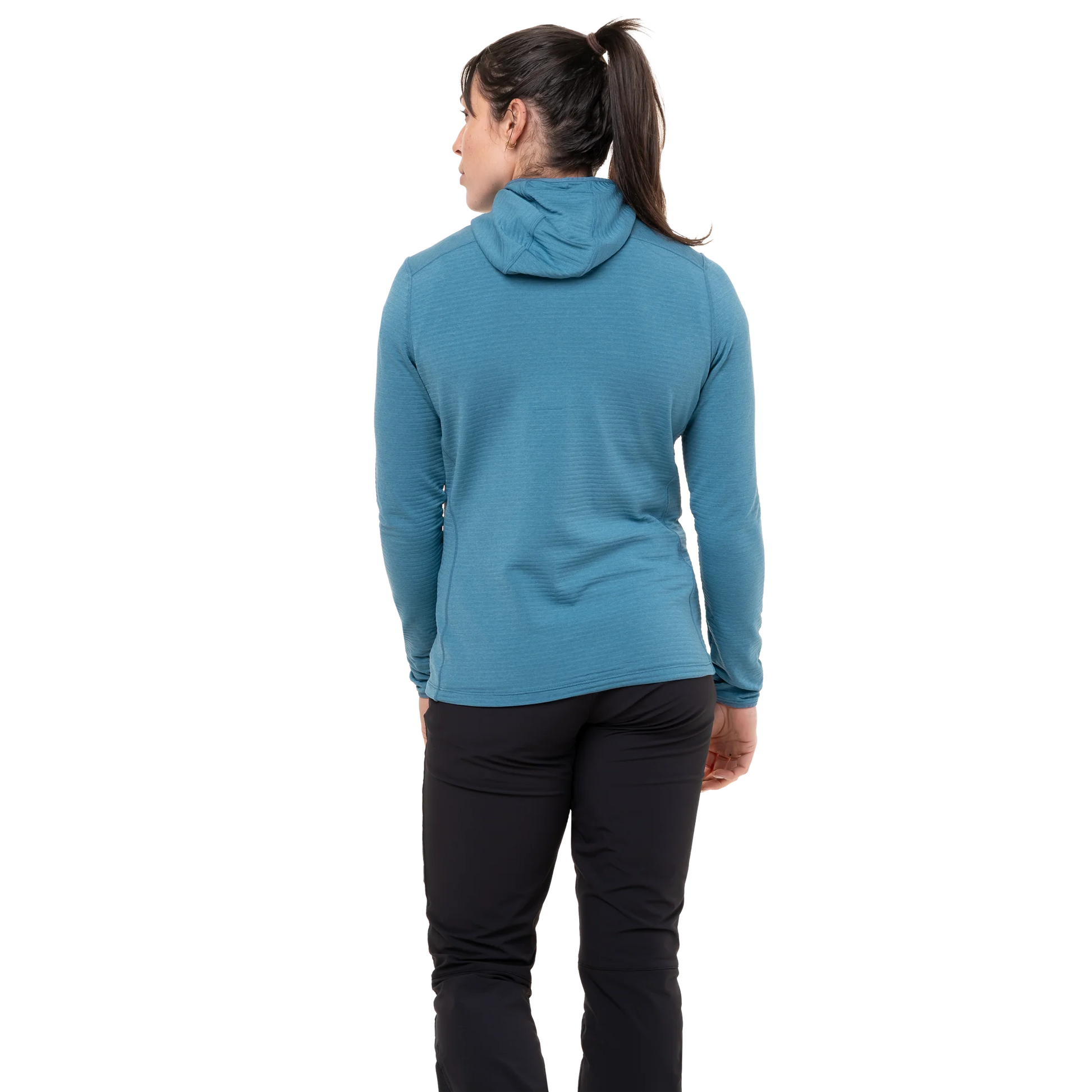 Mountain Equipment Lumiko Hooded Women's Jacket in Stellar/Majolica - Full Length Side