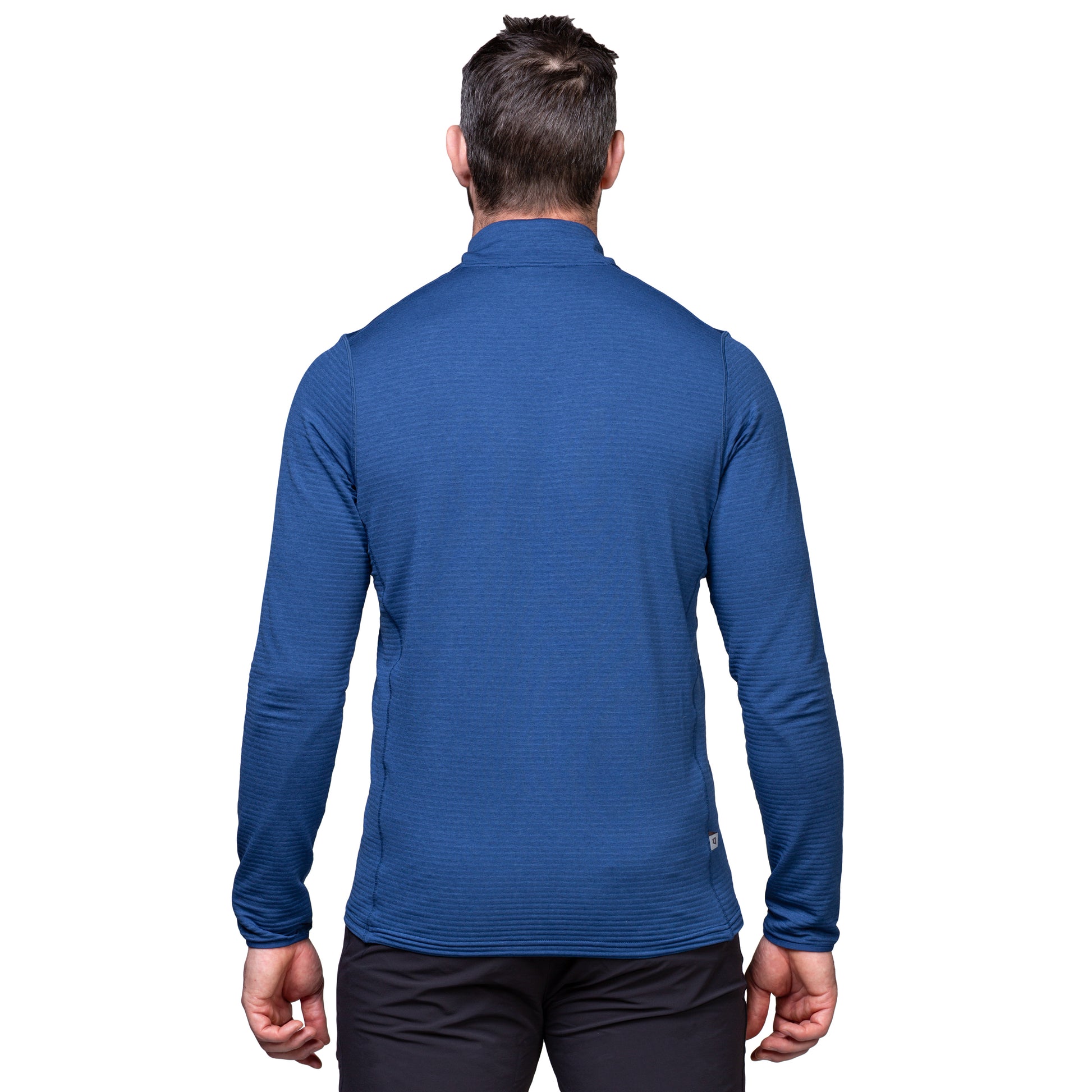 Mountain Equipment Lumiko Men's Zip T in Admiral/Cosmos - Full Length Back