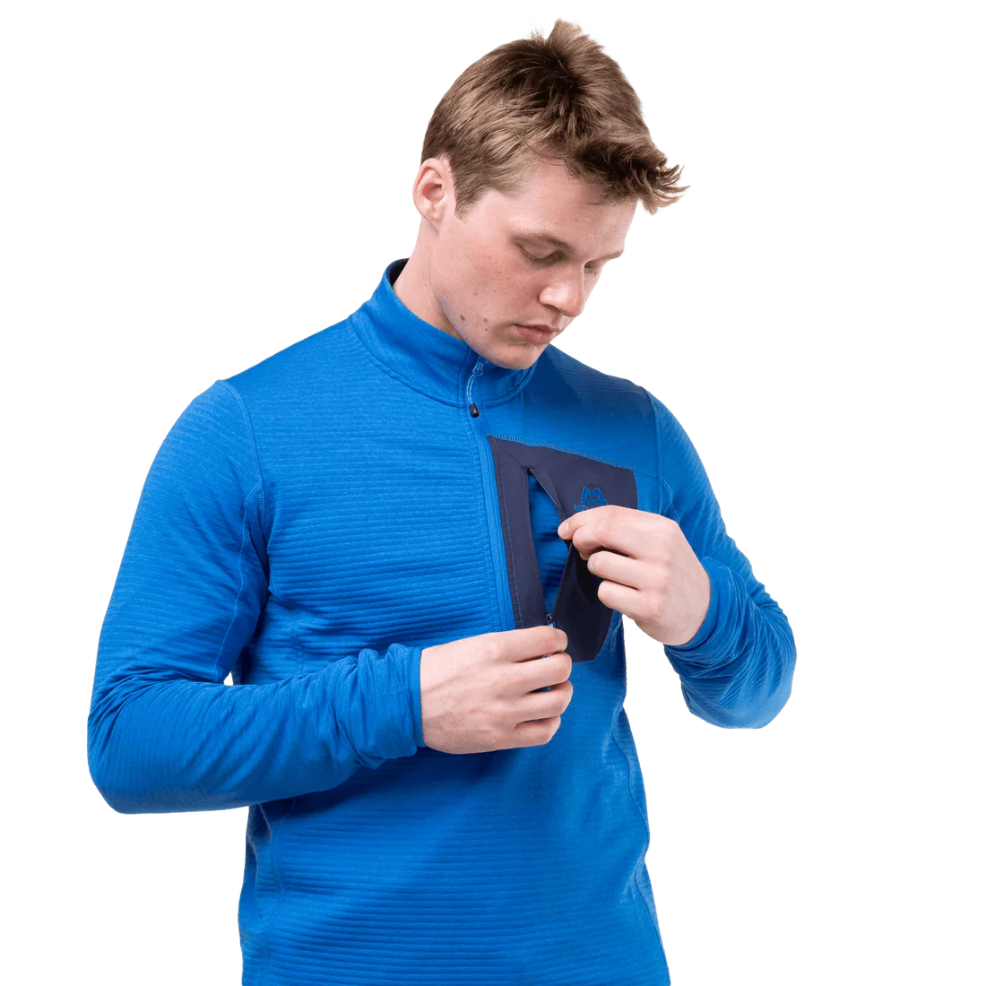 Mountain Equipment Lumiko Men's Zip T in Atlantic/Cosmos - Chest Pocket