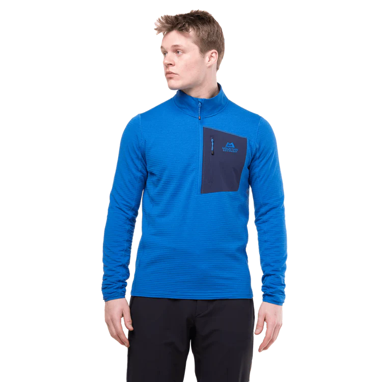 Mountain Equipment Lumiko Men's Zip T in Atlantic/Cosmos - Full Length Front 2