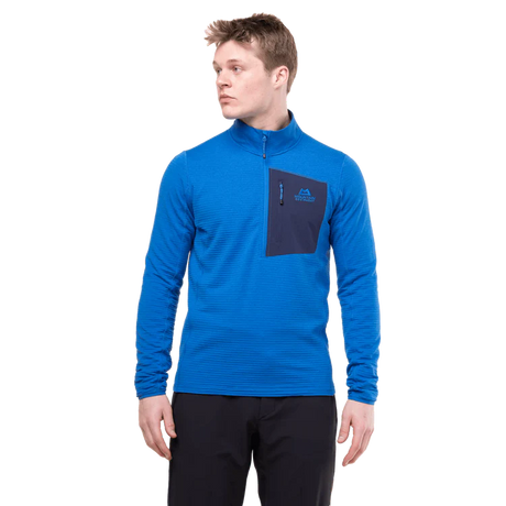 Mountain Equipment Lumiko Men's Zip T in Atlantic/Cosmos - Full Length Front 2