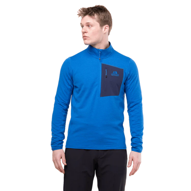 Mountain Equipment Lumiko Men's Zip T in Atlantic/Cosmos - Full Length Front 2