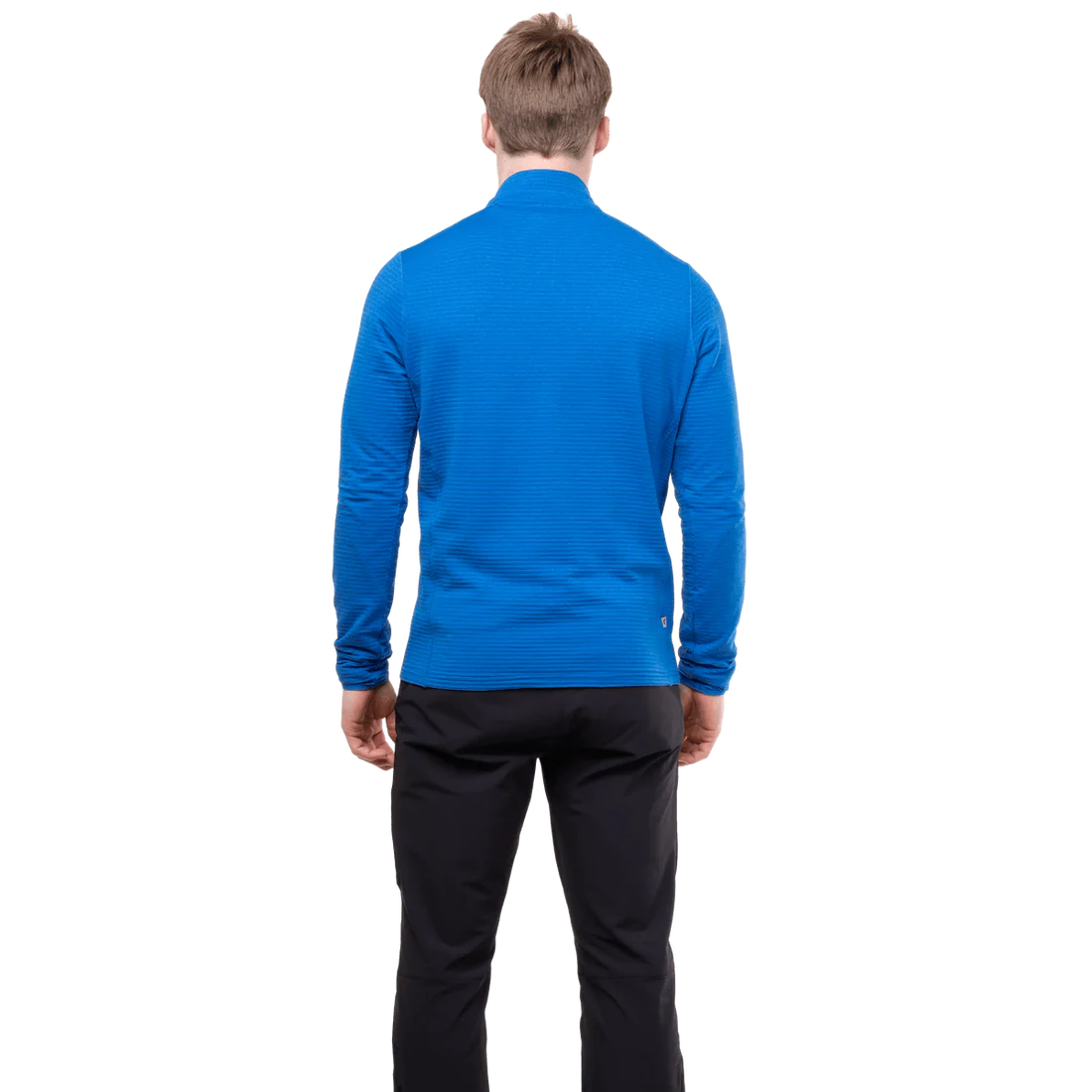 Mountain Equipment Lumiko Men's Zip T in Atlantic/Cosmos - Full Length Front