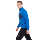 Mountain Equipment Lumiko Men's Zip T in Atlantic/Cosmos - Walking Side