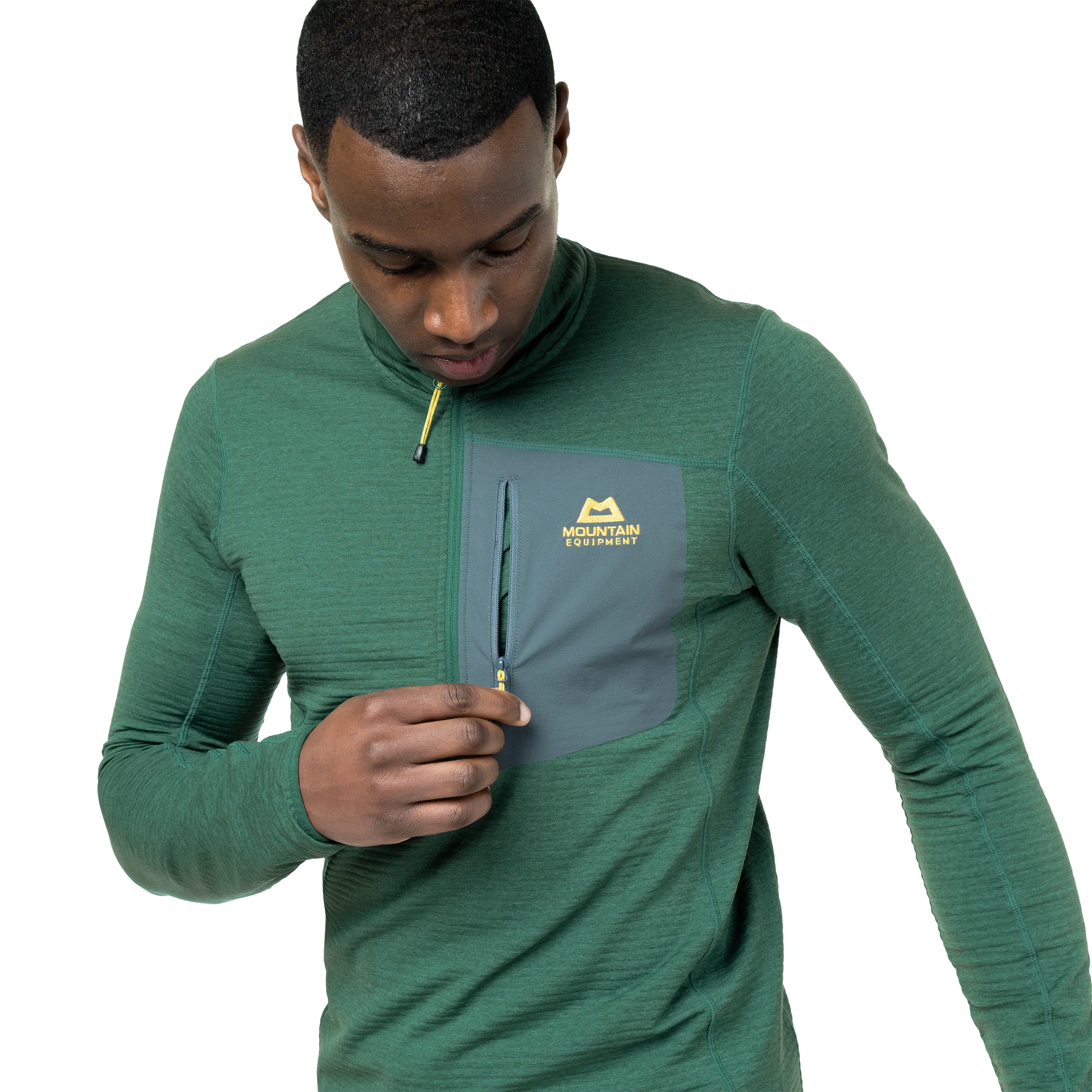 Mountain Equipment Lumiko Men's Zip T in Fern/Ombre - Chest Pocket