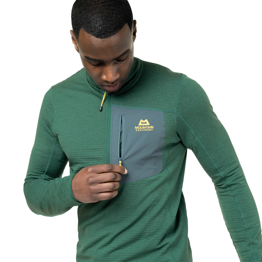 Mountain Equipment Lumiko Men's Zip T in Fern/Ombre - Chest Pocket