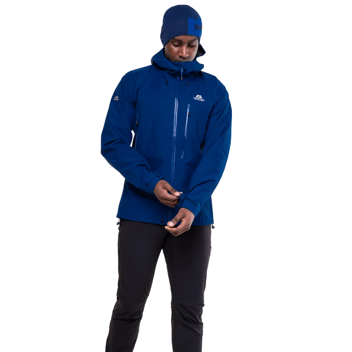 Mountain Equipment Makalu GORE-TEX Men's Jacket in Admiral Blue - side, worn