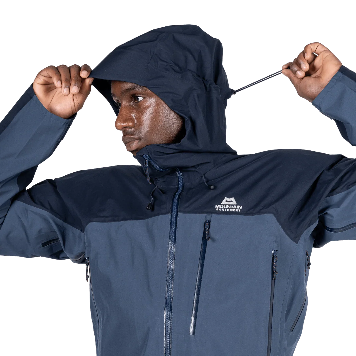 Mountain Equipment Makalu GORE-TEX Men's Jacket in Dusk/Cosmos - hood drawcord detail