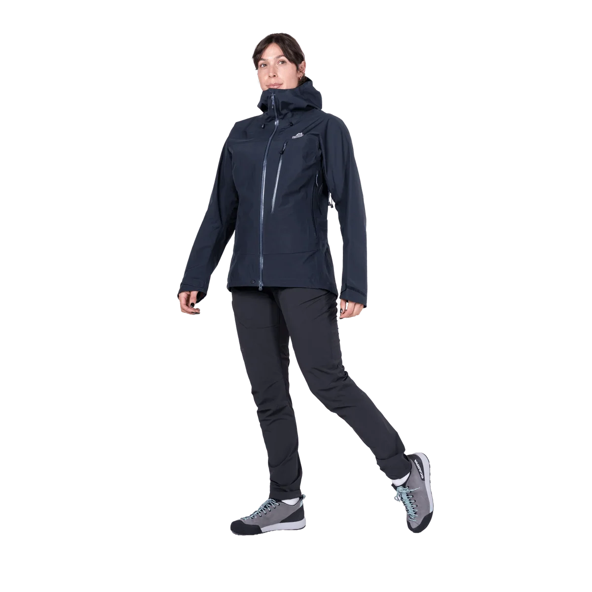Mountain Equipment Makalu GORE-TEX Women's Jacket in Cosmos - worn, with pack