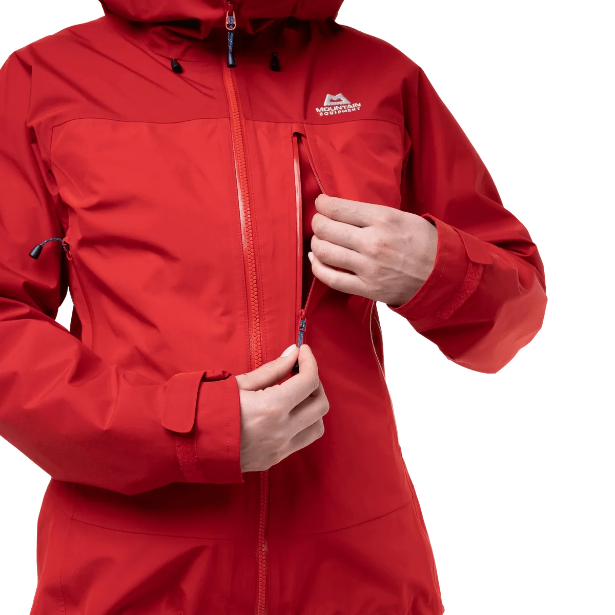 Mountain Equipment Makalu GORE-TEX Women's Jacket in Imperial Red/Crimson - chest zip detail