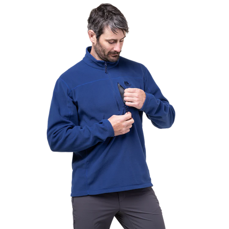 Mountain Equipment Micro Men's Zip T in Admiral Blue - On Model Front