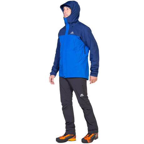 Mountain Equipment Nanda Devi GORE-TEX Men's Jacket in Lapis Blue/Medieval - On Model Front Full