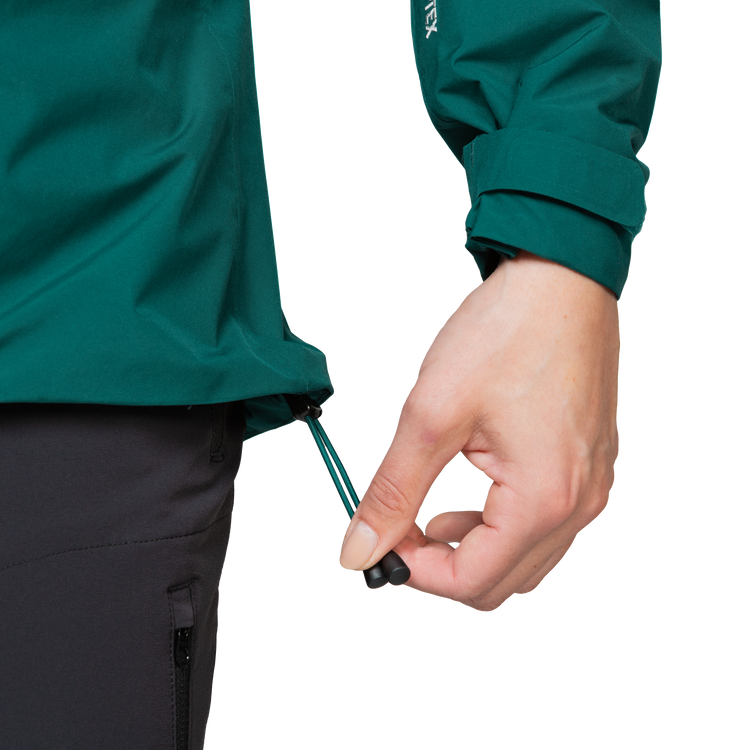 Mountain Equipment Nanda Devi GORE-TEX Women's Jacket in Deep Teal - Drawcord Detail