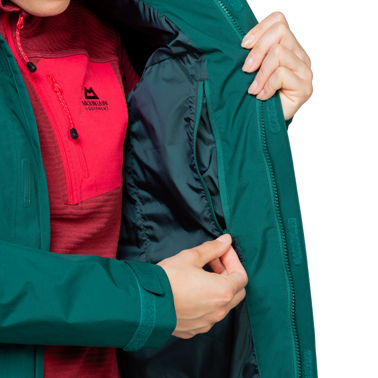 Mountain Equipment Nanda Devi GORE-TEX Women's Jacket in Deep Teal - Internal Zip Detail