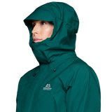 Mountain Equipment Nanda Devi GORE-TEX Women's Jacket in Deep Teal - On Model Hood Side