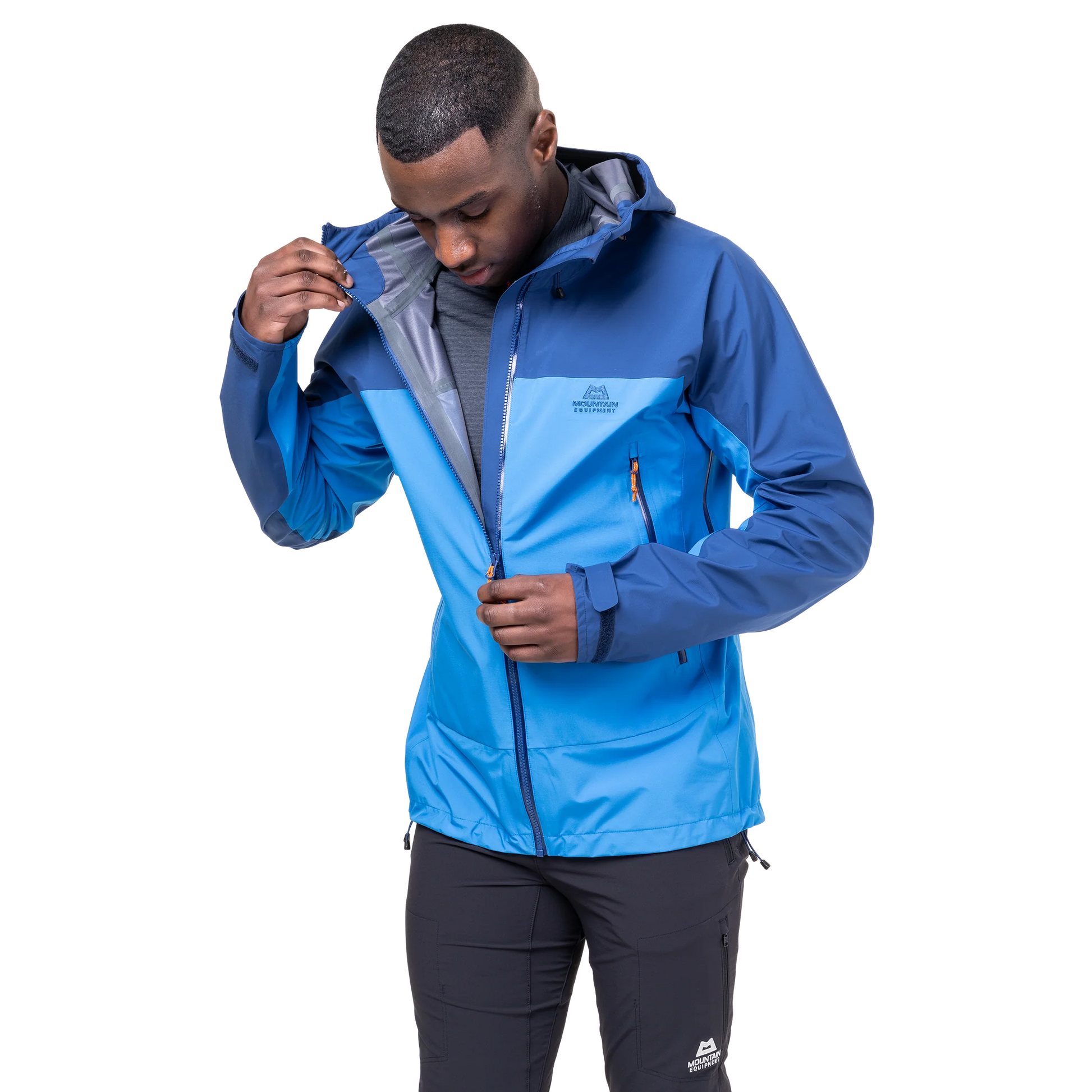 Mountain Equipment Odyssey Men's Jacket in Atlantic/Admiral - On Model Side