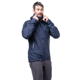 Mountain Equipment Odyssey Men's Jacket in Cosmos - On Model Hood Adjust