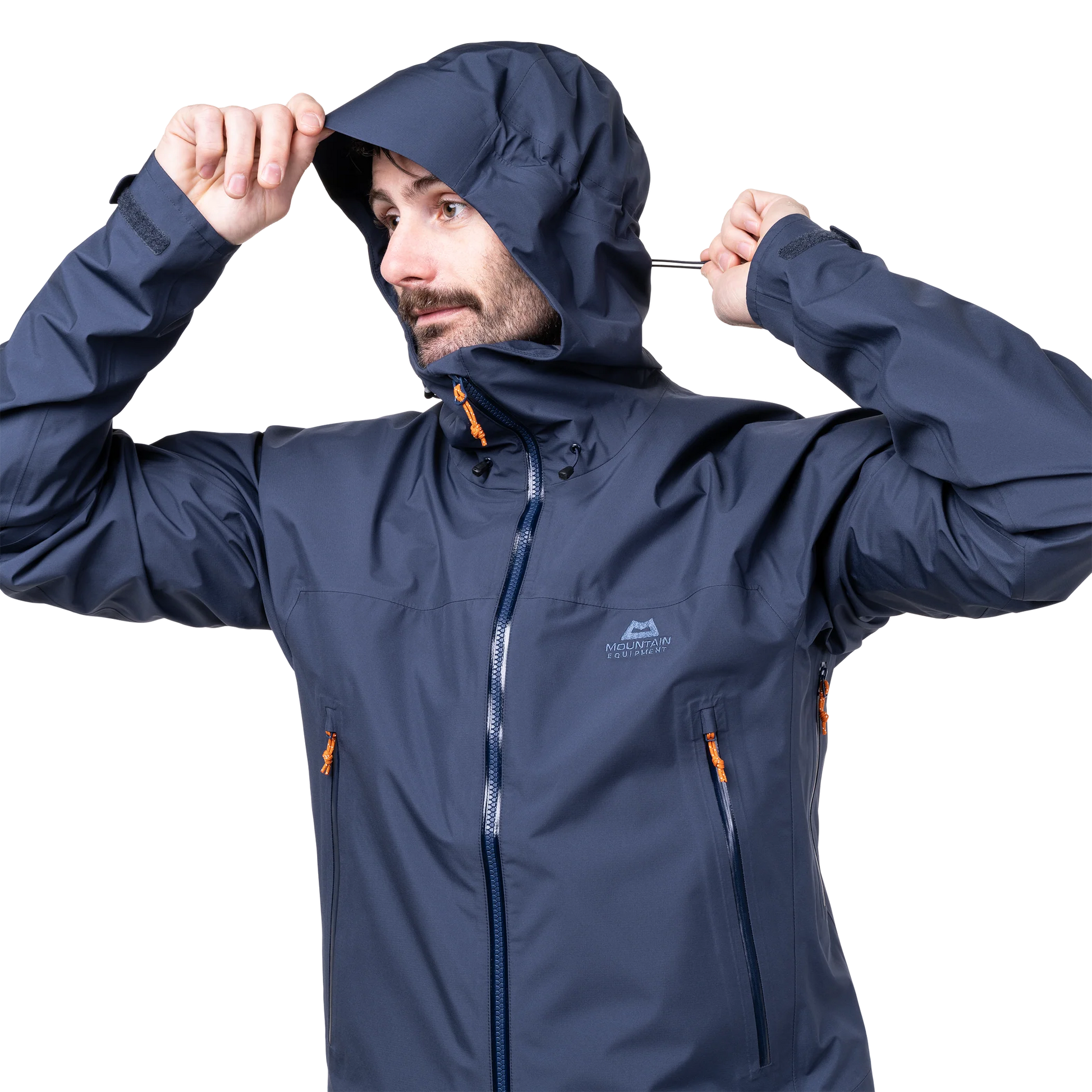 Mountain Equipment Odyssey Men's Jacket in Cosmos - On Model Hood