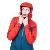 Mountain Equipment Odyssey Women's Jacket in Majolica/Chili - On Model Hood
