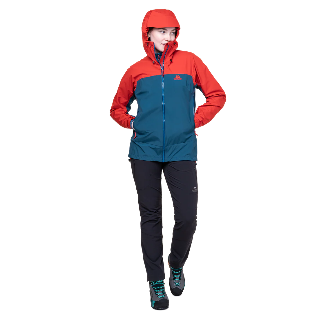 Mountain Equipment Odyssey Women's Jacket in Majolica/Chili - On Model Side