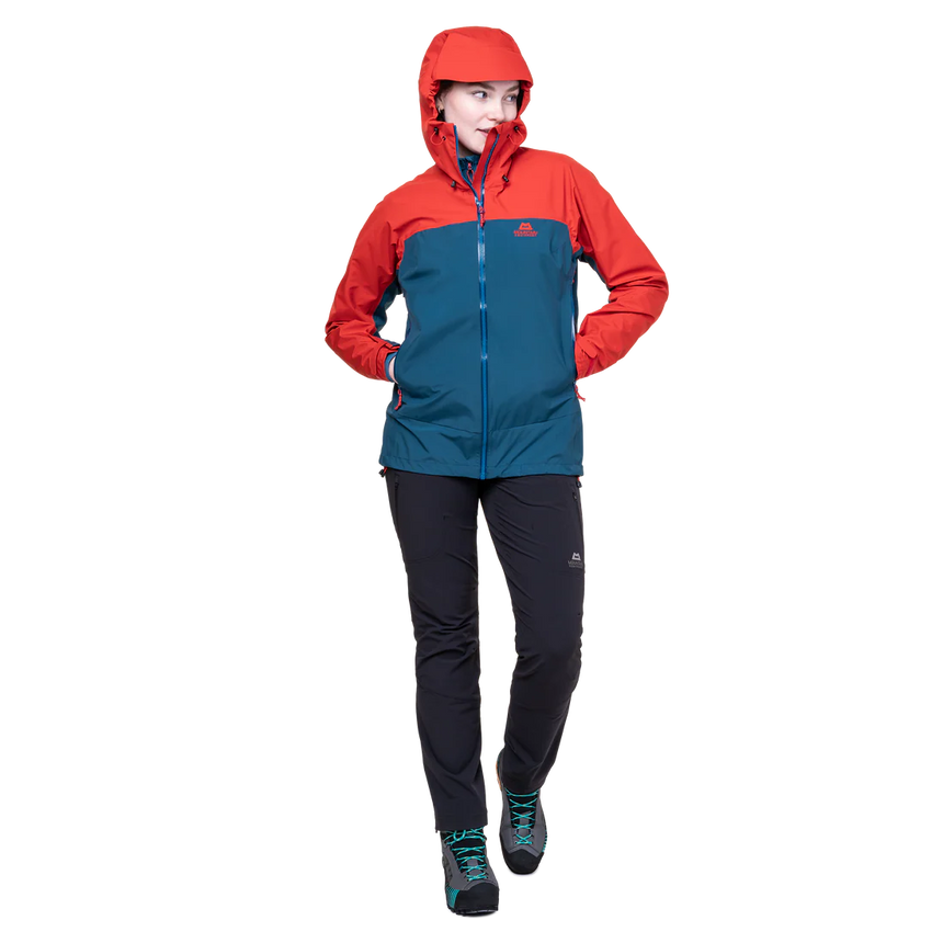 Mountain Equipment Odyssey Women's Jacket in Majolica/Chili - On Model Side